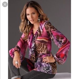 Boston Proper blended animal blouse.  Size XS. NWT